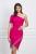 Rochie Beatrice fucsia cu fanjuri din strasuri si curea in talie