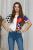 Tricou Jeny alb cu buline si imprimeuri colorate Tricou Jeny alb cu buline si imprimeuri colorate
