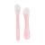 Set 2 lingurite flexibile din silicon KidsCare roz somon
