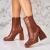 Botine dama Imblanite Camel din Piele Ecologica Iraj A2509