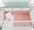 Set lenjerie din bumbac pentru patut bebe, 6 piese, Romantic Baby Alb / Roz, 80 x 130 cm