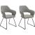 Set 2 scaune tapitate cu stofa si picioare metalice, Newcastle Skid Gri / Negru, l58xA59xH87 cm