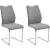 Set 2 scaune tapitate cu stofa si picioare metalice, Ferrera Gri / Crom, l45xA57xH99 cm