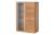 Vitrina din lemn si furnir, cu 2 usi si LED inclus, Montenegro 15 Small Stejar Rustic, l82xA42xH125 cm